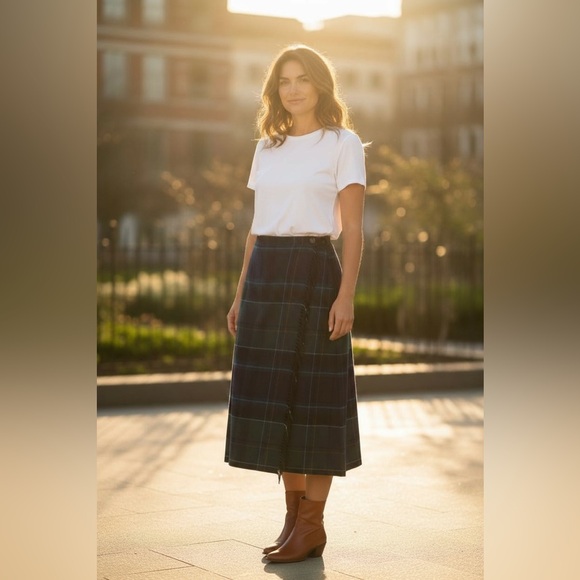 Talbots Skirt Women's 14W Tartan Plaid 100% Wool Long Tribal Native Wrap Skirt - Picture 7 of 7